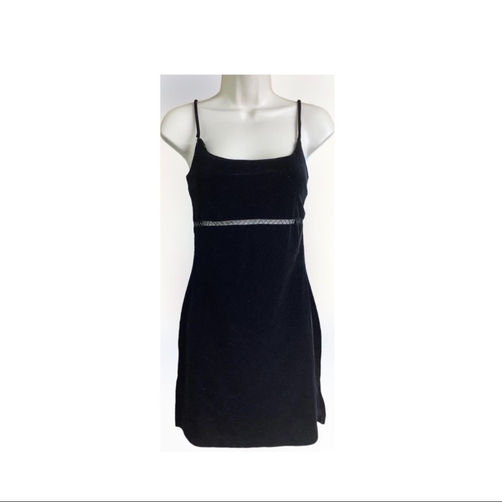 JOULE- black velvet spandex mini dress size Small.